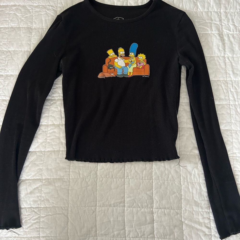 Forever 21 Black Long Sleeve Tee with Cartoon Graphic